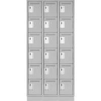 Clean Line Lockerette, 6 -tier, Bank of 3, 36" x 18" x 76", Steel, Grey, Rivet (Assembled) Ontario Packaging