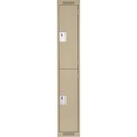 Clean Line Lockers, 2 -tier, 12" x 18" x 72", Steel, Beige, Rivet (Assembled) Ontario Packaging