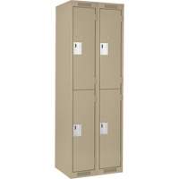 Clean Line Lockers, 2 -tier, Bank of 2, 24" x 18" x 72", Steel, Beige, Rivet (Assembled) Ontario Packaging
