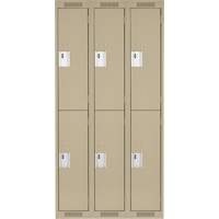 Clean Line Lockers, 2 -tier, Bank of 3, 36" x 18" x 72", Steel, Beige, Rivet (Assembled) Ontario Packaging