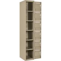 Clean Line Lockerette, 6 -tier, Bank of 4, 48" x 18" x 72", Steel, Beige, Rivet (Assembled) Ontario Packaging