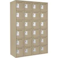 Clean Line Lockerette, 6 -tier, Bank of 4, 48" x 18" x 72", Steel, Beige, Rivet (Assembled) Ontario Packaging