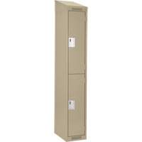 Clean Line Lockers, 2 -tier, 12" x 18" x 78", Steel, Beige, Rivet (Assembled) Ontario Packaging
