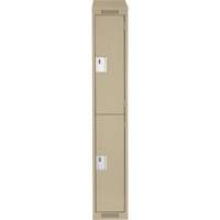 Clean Line Lockers, 2 -tier, 12" x 18" x 78", Steel, Beige, Rivet (Assembled) Ontario Packaging