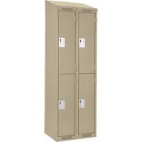 Clean Line Lockers, 2 -tier, Bank of 2, 24" x 18" x 78", Steel, Beige, Rivet (Assembled) Ontario Packaging