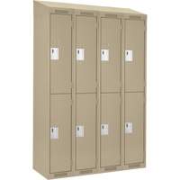 Clean Line Lockers, 2 -tier, Bank of 4, 48" x 18" x 78", Steel, Beige, Rivet (Assembled) Ontario Packaging