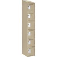 Clean Line Lockerette, 6 -tier, 12" x 18" x 78", Steel, Beige, Rivet (Assembled) Ontario Packaging