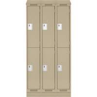 Clean Line Lockers, 2 -tier, Bank of 3, 36" x 18" x 82", Steel, Beige, Rivet (Assembled) Ontario Packaging