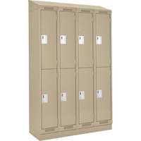 Clean Line Lockers, 2 -tier, Bank of 4, 48" x 18" x 82", Steel, Beige, Rivet (Assembled) Ontario Packaging