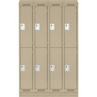 Clean Line Lockers, 2 -tier, Bank of 4, 48" x 18" x 82", Steel, Beige, Rivet (Assembled) Ontario Packaging