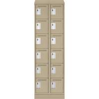 Clean Line Lockerette , 6 -tier, Bank of 2, 24" x 18" x 82", Steel, Beige, Rivet (Assembled) Ontario Packaging