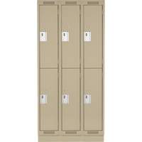 Clean Line Lockers, 2 -tier, Bank of 3, 36" x 18" x 76", Steel, Beige, Rivet (Assembled) Ontario Packaging