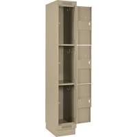 Clean Line Lockers, 3 -tier, Bank of 4, 48" x 18" x 76", Steel, Beige, Rivet (Assembled) Ontario Packaging