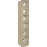 Clean Line Lockerette, 6 -tier, 12" x 18" x 76", Steel, Beige, Rivet (Assembled) Ontario Packaging
