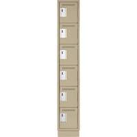 Clean Line Lockerette, 6 -tier, 12" x 18" x 76", Steel, Beige, Rivet (Assembled) Ontario Packaging