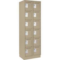 Clean Line Lockerette, 6 -tier, Bank of 2, 24" x 18" x 76", Steel, Beige, Rivet (Assembled) Ontario Packaging