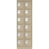 Clean Line Lockerette, 6 -tier, Bank of 2, 24" x 18" x 76", Steel, Beige, Rivet (Assembled) Ontario Packaging