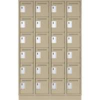 Clean Line Lockerette, 6 -tier, Bank of 4, 48" x 18" x 76", Steel, Beige, Rivet (Assembled) Ontario Packaging