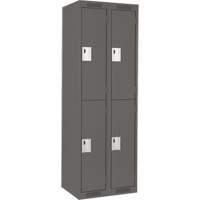 Clean Line Lockers, 2 -tier, Bank of 2, 24" x 18" x 72", Steel, Charcoal, Rivet (Assembled) Ontario Packaging
