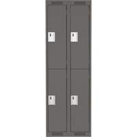 Clean Line Lockers, 2 -tier, Bank of 2, 24" x 18" x 72", Steel, Charcoal, Rivet (Assembled) Ontario Packaging