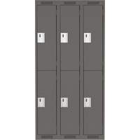 Clean Line Lockers, 2 -tier, Bank of 3, 36" x 18" x 72", Steel, Charcoal, Rivet (Assembled) Ontario Packaging
