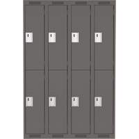 Clean Line Lockers, 2 -tier, Bank of 4, 48" x 18" x 72", Steel, Charcoal, Rivet (Assembled) Ontario Packaging