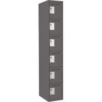 Clean Line Lockerette, 6 -tier, 12" x 18" x 72", Steel, Charcoal, Rivet (Assembled) Ontario Packaging