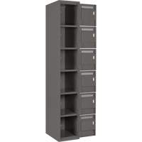 Clean Line Lockerette, 6 -tier, Bank of 4, 48" x 18" x 72", Steel, Charcoal, Rivet (Assembled) Ontario Packaging