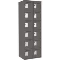 Clean Line Lockerette, 6 -tier, Bank of 2, 24" x 18" x 72", Steel, Charcoal, Rivet (Assembled) Ontario Packaging