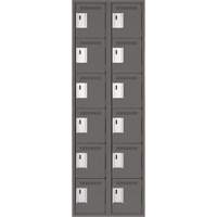 Clean Line Lockerette, 6 -tier, Bank of 2, 24" x 18" x 72", Steel, Charcoal, Rivet (Assembled) Ontario Packaging