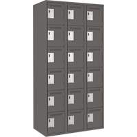 Clean Line Lockerette, 6 -tier, Bank of 3, 36" x 18" x 72", Steel, Charcoal, Rivet (Assembled) Ontario Packaging