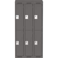 Clean Line Lockers, 2 -tier, Bank of 3, 36" x 18" x 78", Steel, Charcoal, Rivet (Assembled) Ontario Packaging