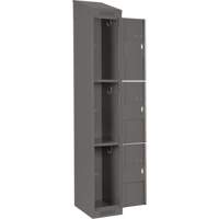 Clean Line Lockers, 3 -tier, Bank of 4, 48" x 18" x 78", Steel, Charcoal, Rivet (Assembled) Ontario Packaging