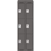Clean Line Lockers, 3 -tier, Bank of 2, 24" x 18" x 78", Steel, Charcoal, Rivet (Assembled) Ontario Packaging