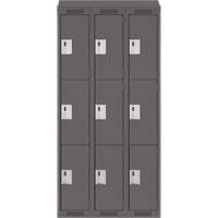Casiers Clean Line, 3 niveaux, Bloc de 3, 36" x 18" x 78", Acier, Charbon, Rivet (assembl&eacute;) Ontario Packaging