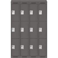 Clean Line Lockers, 3 -tier, Bank of 4, 48" x 18" x 78", Steel, Charcoal, Rivet (Assembled) Ontario Packaging