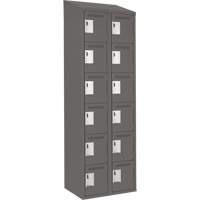 Clean Line Lockerette, 6 -tier, Bank of 2, 24" x 18" x 78", Steel, Charcoal, Rivet (Assembled) Ontario Packaging
