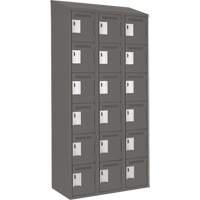 Clean Line Lockerette, 6 -tier, Bank of 3, 36" x 18" x 78", Steel, Charcoal, Rivet (Assembled) Ontario Packaging