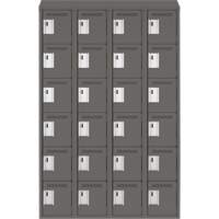 Clean Line Lockerette, 6 -tier, Bank of 4, 48" x 18" x 78", Steel, Charcoal, Rivet (Assembled) Ontario Packaging