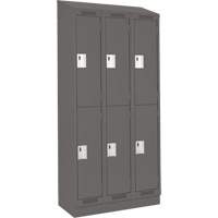 Clean Line Lockers, 2 -tier, Bank of 3, 36" x 18" x 82", Steel, Charcoal, Rivet (Assembled) Ontario Packaging