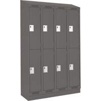 Clean Line Lockers, 2 -tier, Bank of 4, 48" x 18" x 82", Steel, Charcoal, Rivet (Assembled) Ontario Packaging