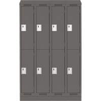 Clean Line Lockers, 2 -tier, Bank of 4, 48" x 18" x 82", Steel, Charcoal, Rivet (Assembled) Ontario Packaging