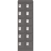 Clean Line Lockerette, 6 -tier, Bank of 2, 24" x 18" x 82", Steel, Charcoal, Rivet (Assembled) Ontario Packaging