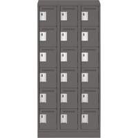 Clean Line Lockerette, 6 -tier, Bank of 3, 36" x 18" x 82", Steel, Charcoal, Rivet (Assembled) Ontario Packaging