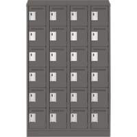Clean Line Lockerette, 6 -tier, Bank of 4, 48" x 18" x 82", Steel, Charcoal, Rivet (Assembled) Ontario Packaging