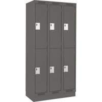 Clean Line Lockers, 2 -tier, Bank of 3, 36" x 18" x 76", Steel, Charcoal, Rivet (Assembled) Ontario Packaging