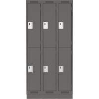 Clean Line Lockers, 2 -tier, Bank of 3, 36" x 18" x 76", Steel, Charcoal, Rivet (Assembled) Ontario Packaging