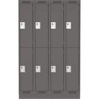 Clean Line Lockers, 2 -tier, Bank of 4, 48" x 18" x 76", Steel, Charcoal, Rivet (Assembled) Ontario Packaging