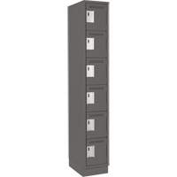 Clean Line Lockerette, 6 -tier, 12" x 18" x 76", Steel, Charcoal, Rivet (Assembled) Ontario Packaging