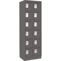 Clean Line Lockerette, 6 -tier, Bank of 2, 24" x 18" x 76", Steel, Charcoal, Rivet (Assembled) Ontario Packaging